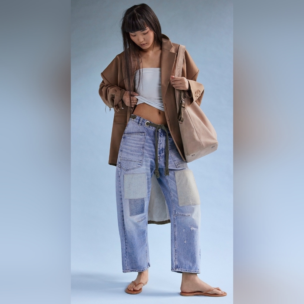 WE THE FREE PEOPLE MOXIE LOW SLUNG ON BARREL JEANS